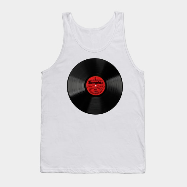 Memphis Gift Retro Musical Art Vintage Vinyl Record Design Tank Top by Tennessee Design Studio